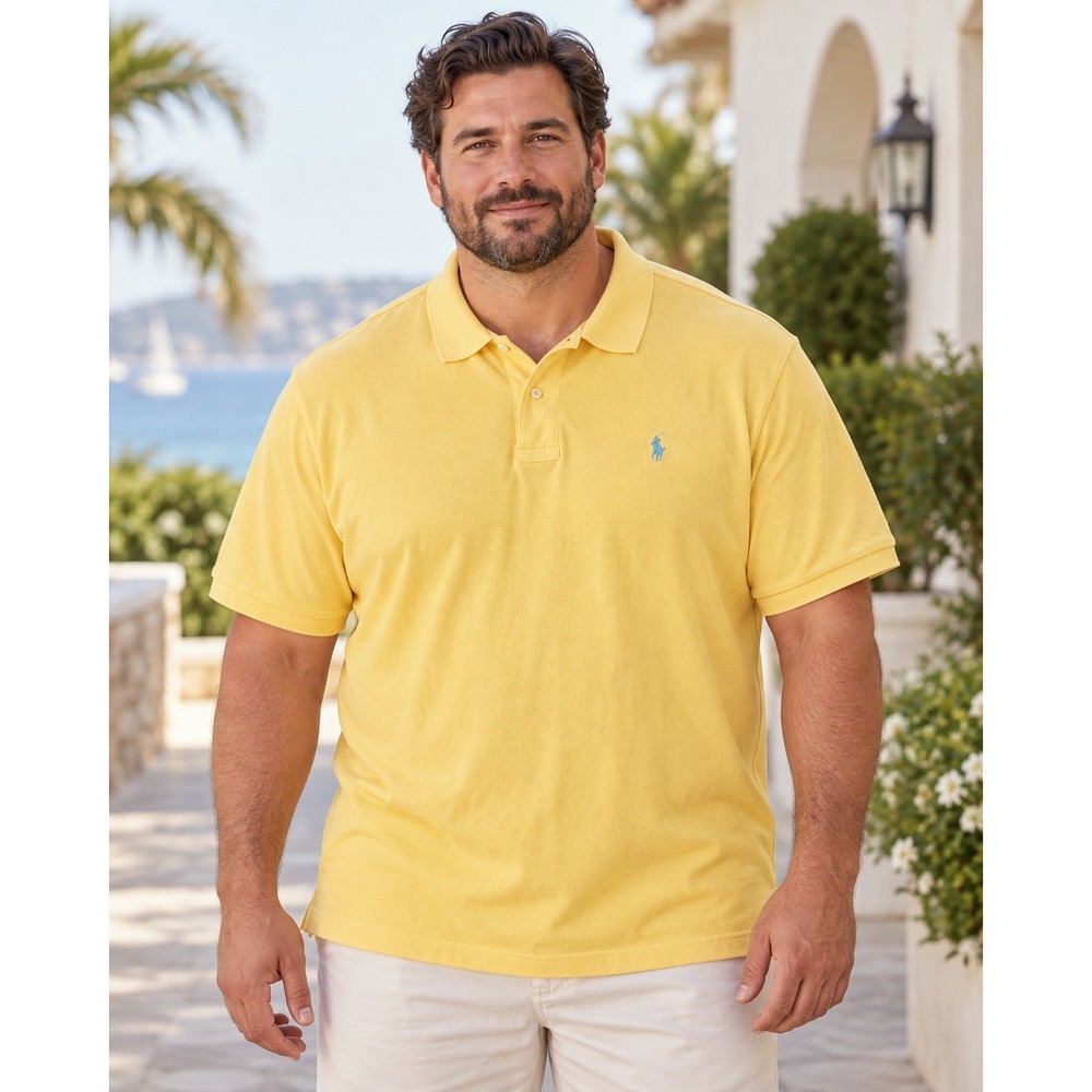 Polo Ralph Lauren Polo Shirt Men XXL Yellow Short Sleeve Classic Fit Pony Logo